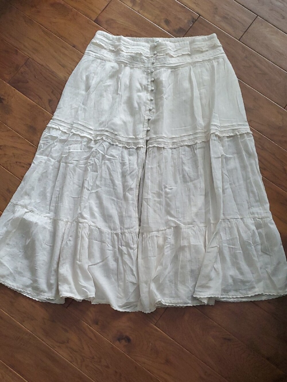 NWT Aerie Boho Maxi Front Button Smocked Back Tiered Skirt Size XL